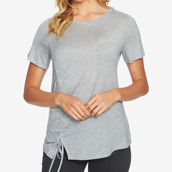 1. State Tops - 1.STATE Cinched Asymmetrical-Hem Top